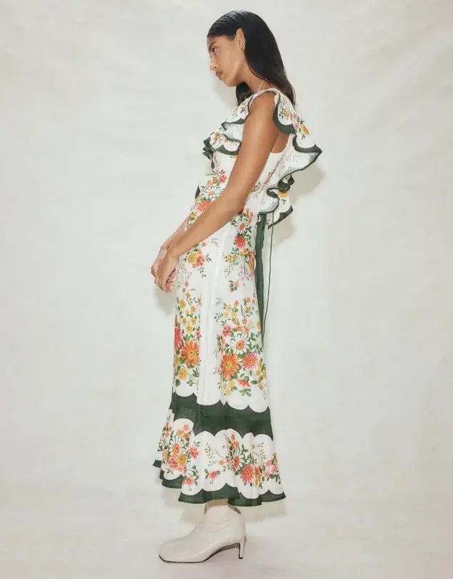 Alemais Elisabetta Ruffle Midi Dress Floral Size 8 photo 2