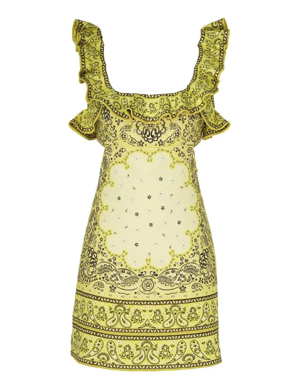 Zimmermann Matchmaker Frilled Mini Dress Yellow Bandana Size 8 photo 3