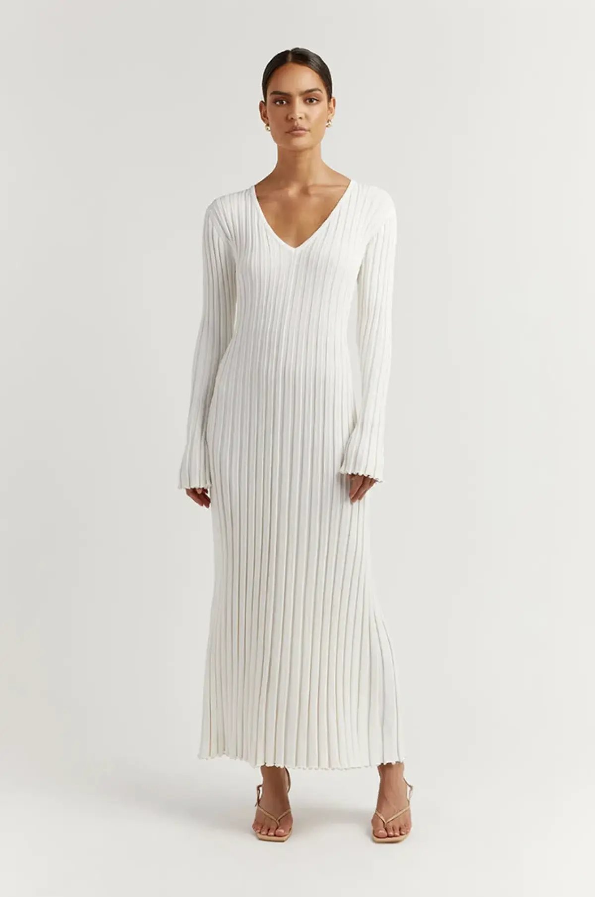 DISSH Reign Sleeve Knit Midi Dress White Size S photo 4