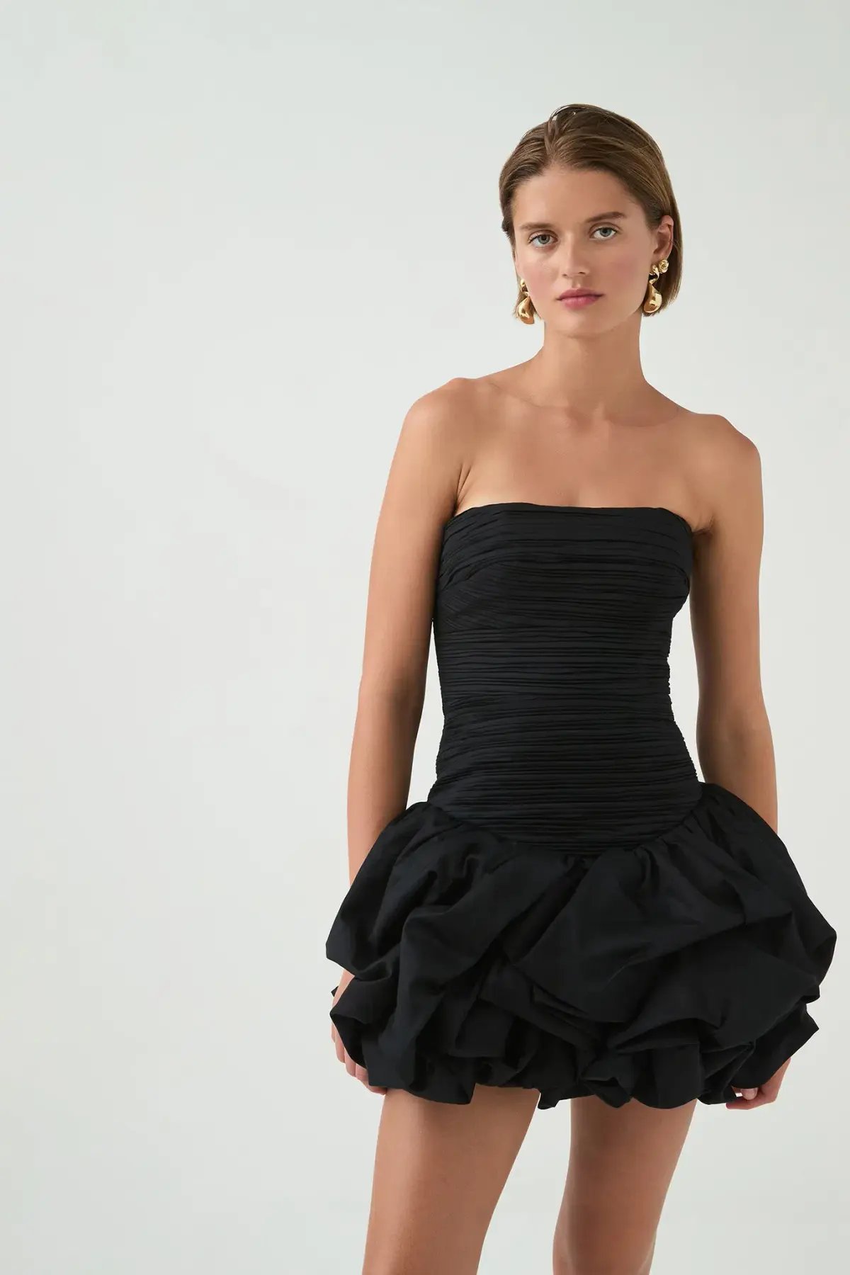 Aje Violette Bubble Hem Mini Dress in Black Size 8 photo 3