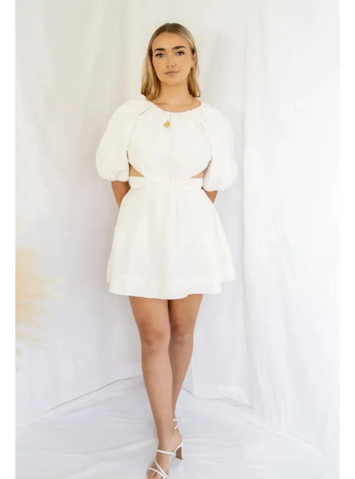 Aje Mimosa Cut Out Mini Dress in Ivory Size AU 6 photo 4
