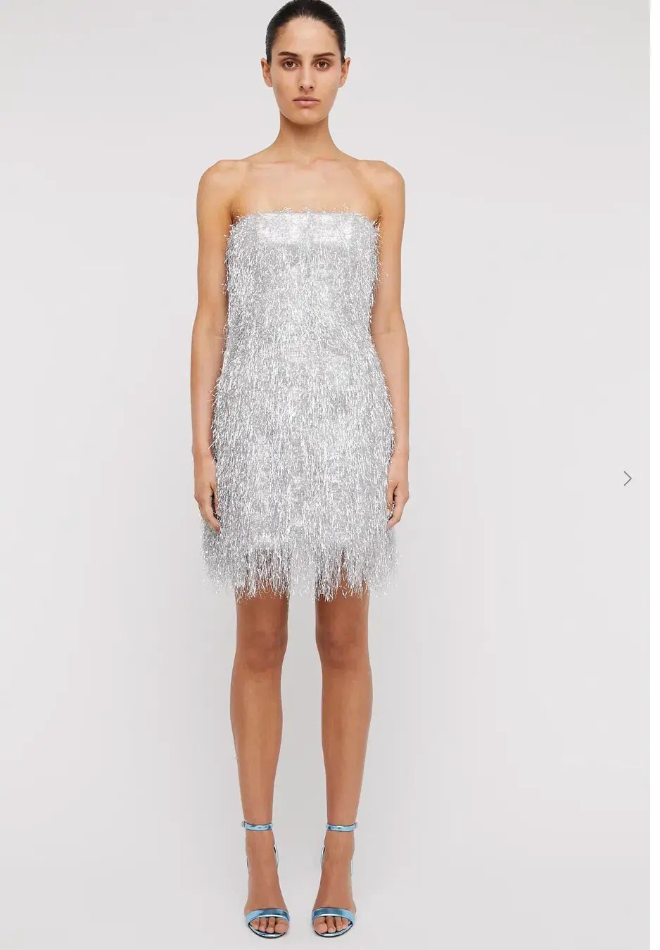 Scanlan Theodore Tinsel Mini Dress Silver Size 10 photo 4