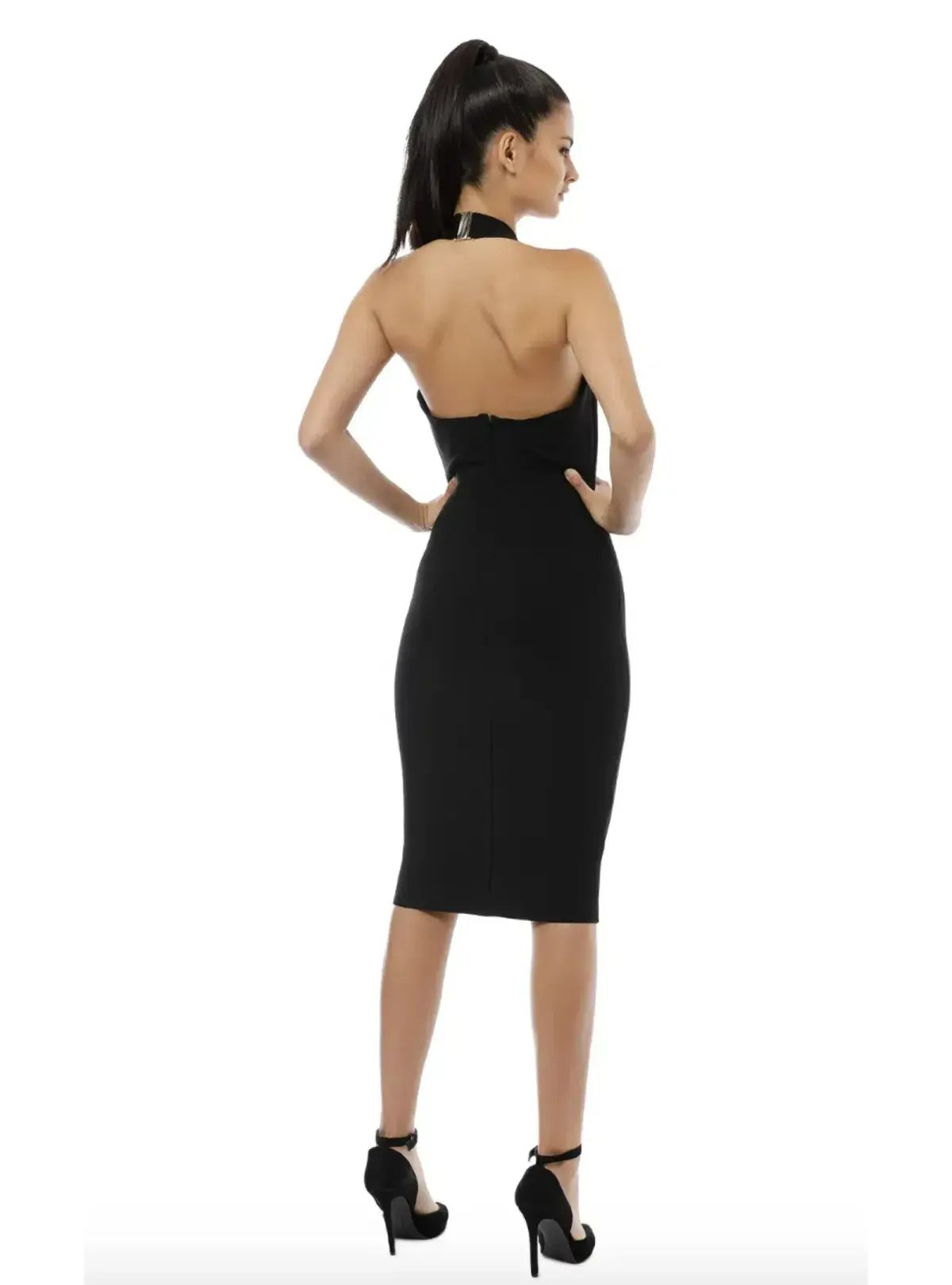 Misha Julia Midi Dress Black Size 4 photo 3