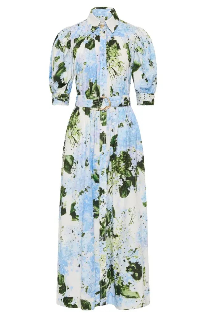 Aje Manifest Midi Dress Blue Print Size 10 photo 5