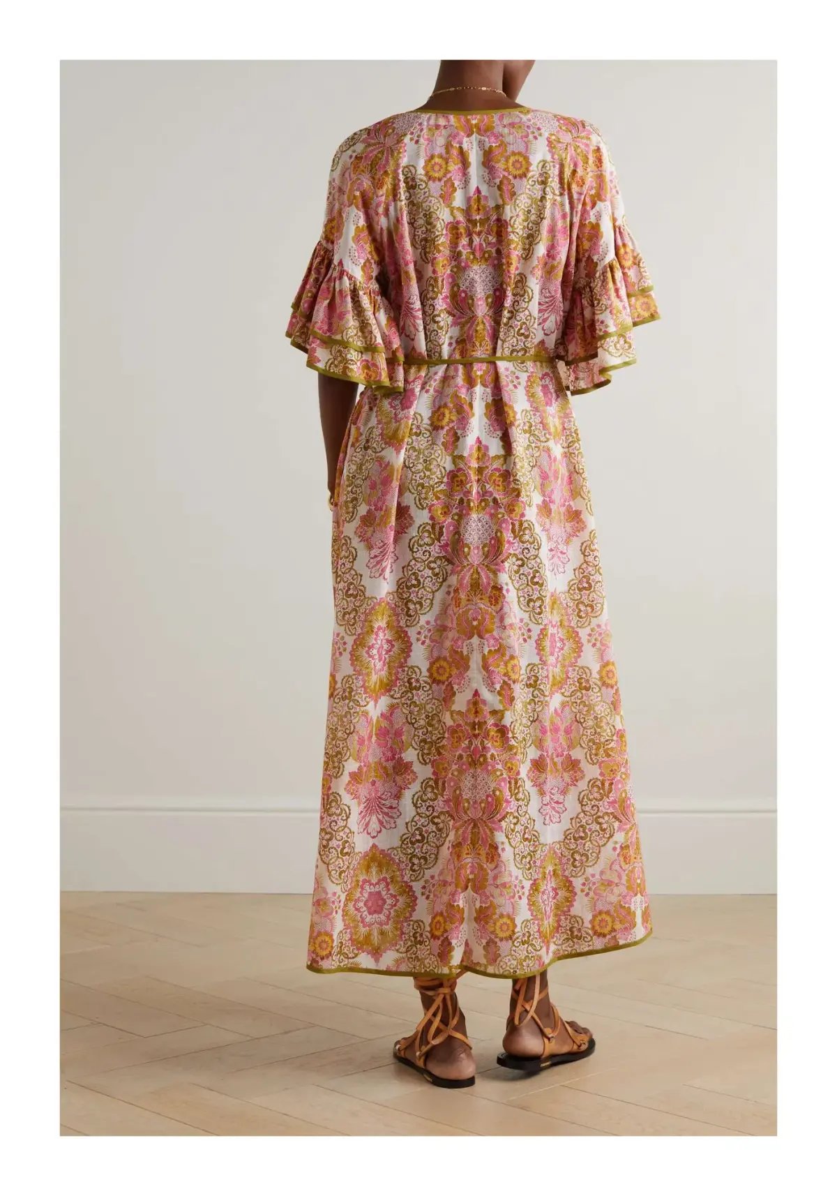 Zimmermann Laurel Tie Detailed Cotton Voile Maxi Dress Floral Size 2 / Au 12 photo 2
