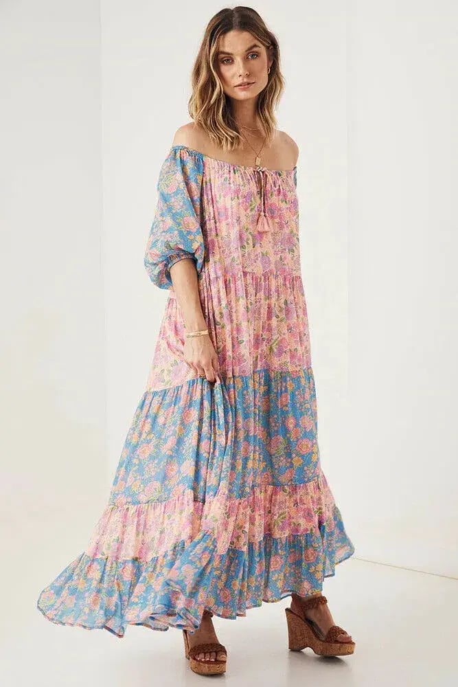 Spell & The Gypsy Juniper Tiered Gown Lilac Print Size L photo 2