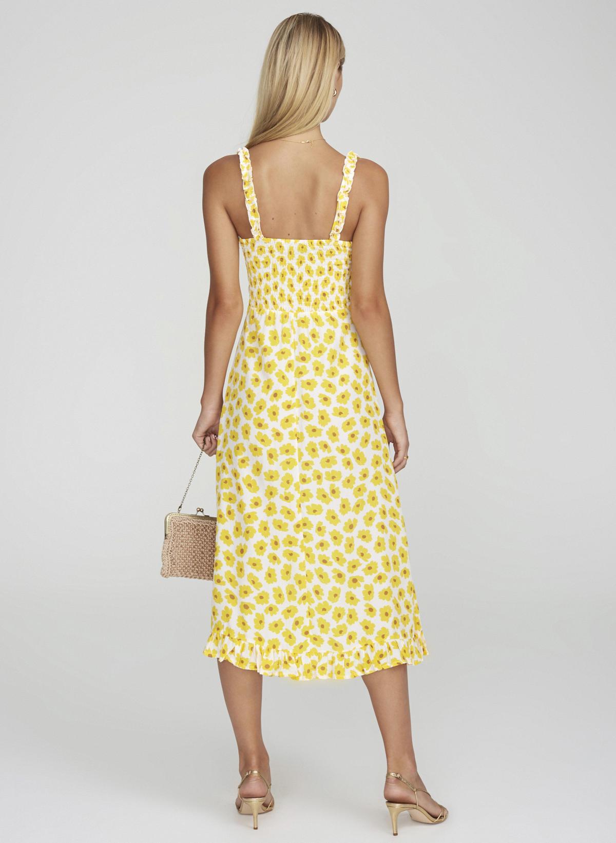 Faithfull the Brand Noemie Midi Dress Constance Floral Print Marigold Size 8 photo 2