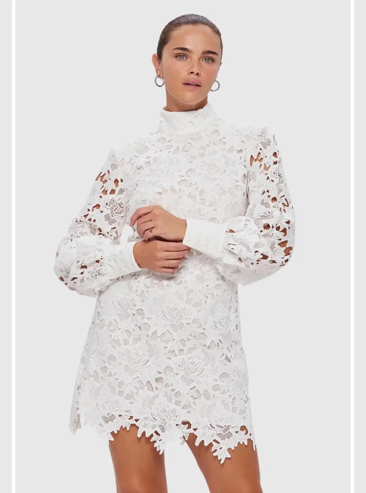 Leo Lin Isla Lace Mini Dress Snow Size 12 photo 2
