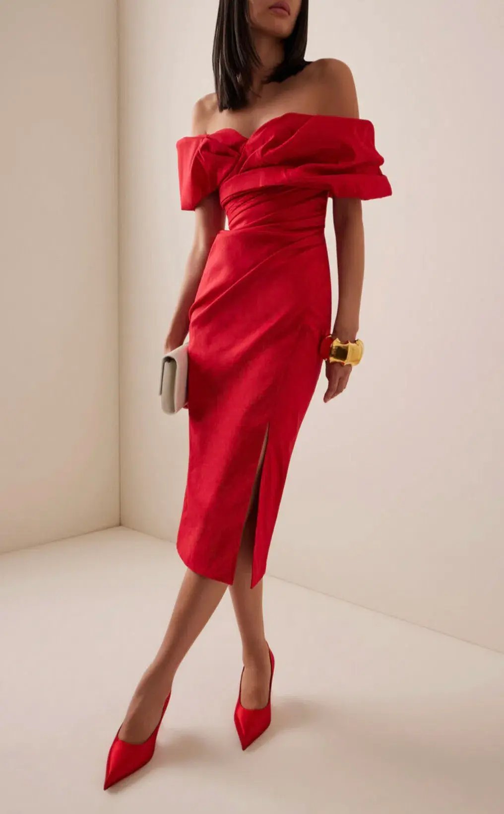 Rachel Gilbert Gia Midi Dress Red 3 / AU 12 photo 6