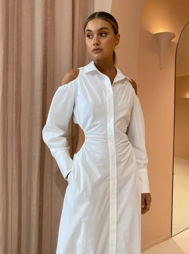 Sir the Label Mason Cut Out Shirt Dress in White Size 2 / AU 10 photo 2