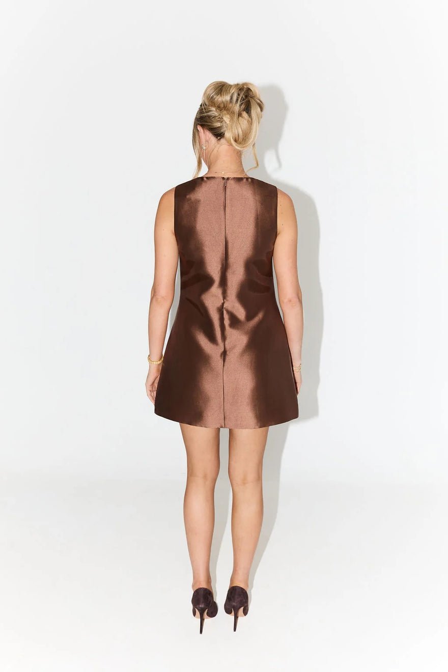 Odd Muse The Ultimate Muse Satin Shift Dress - Chocolate photo 2