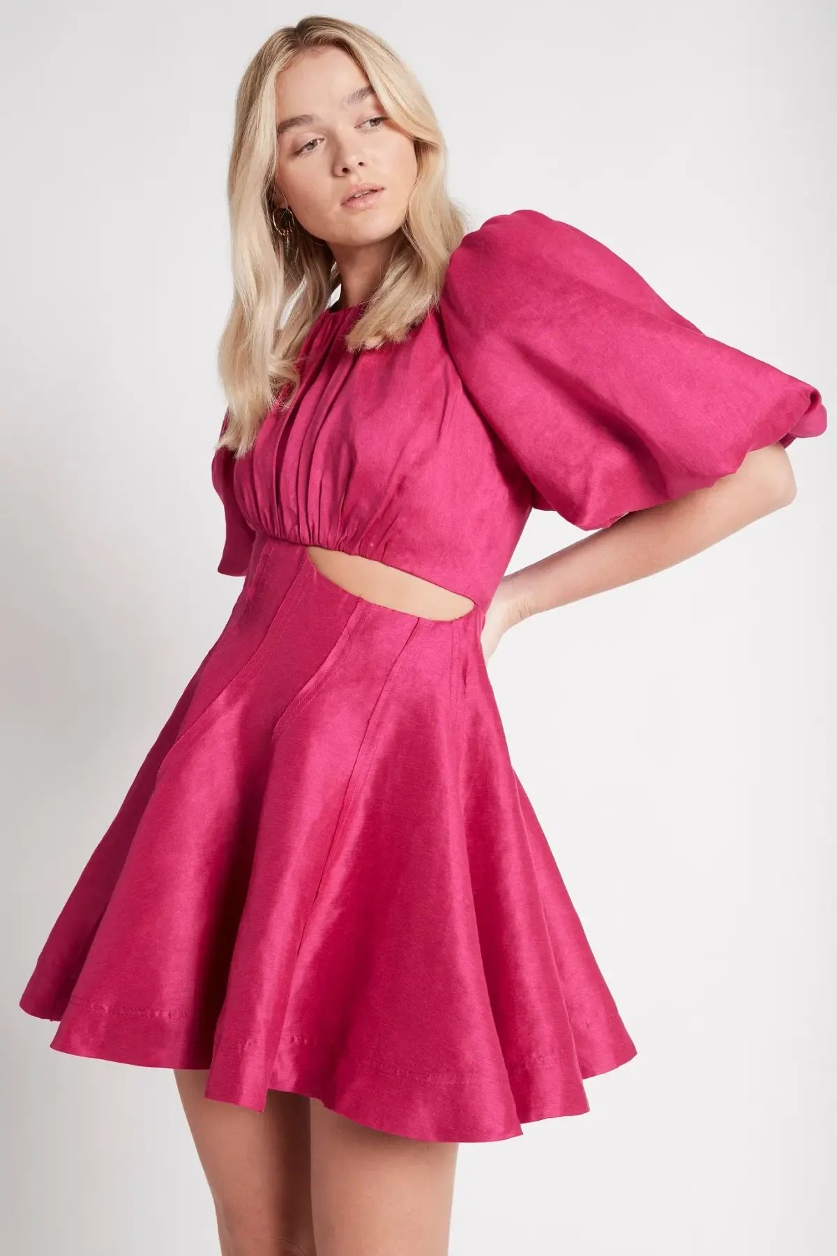 AJE Admiration Asymmetric Mini Dress Fuchsia Pink Size 6 photo 2