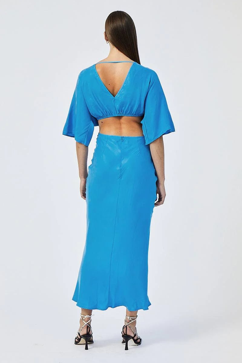 Suboo Hannah Rouched Cross Over Midi Dress - Lapis Blue photo 3