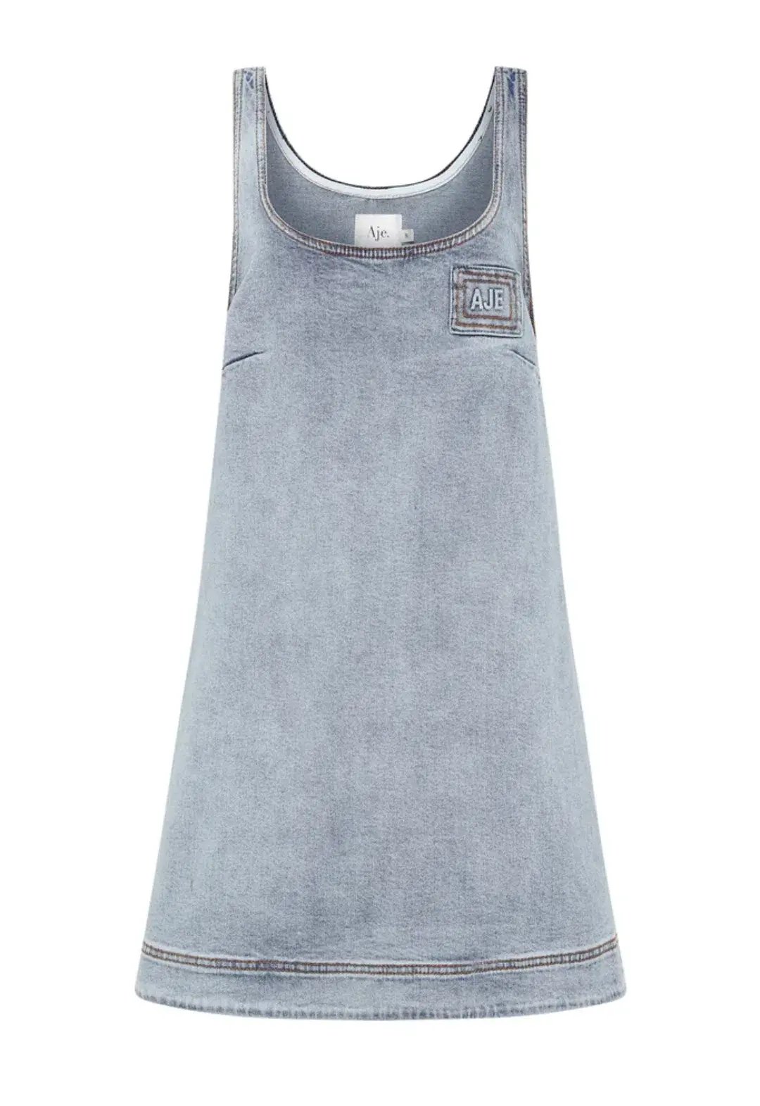 Aje Bambie Denim Mini Dress Two Tone Indigo Size 6 photo 5