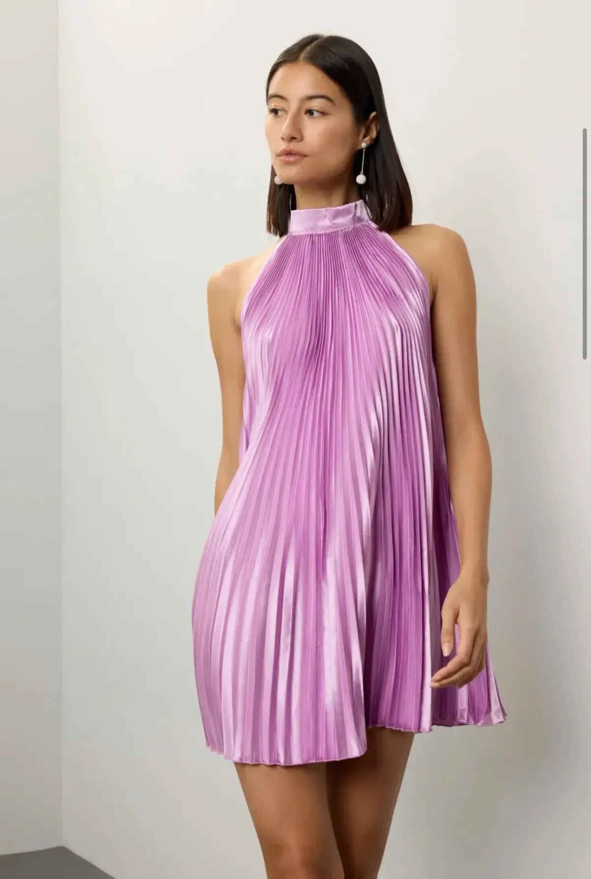 L’Idee Amour Pleated Mini Dress Purple Size 6 photo 2