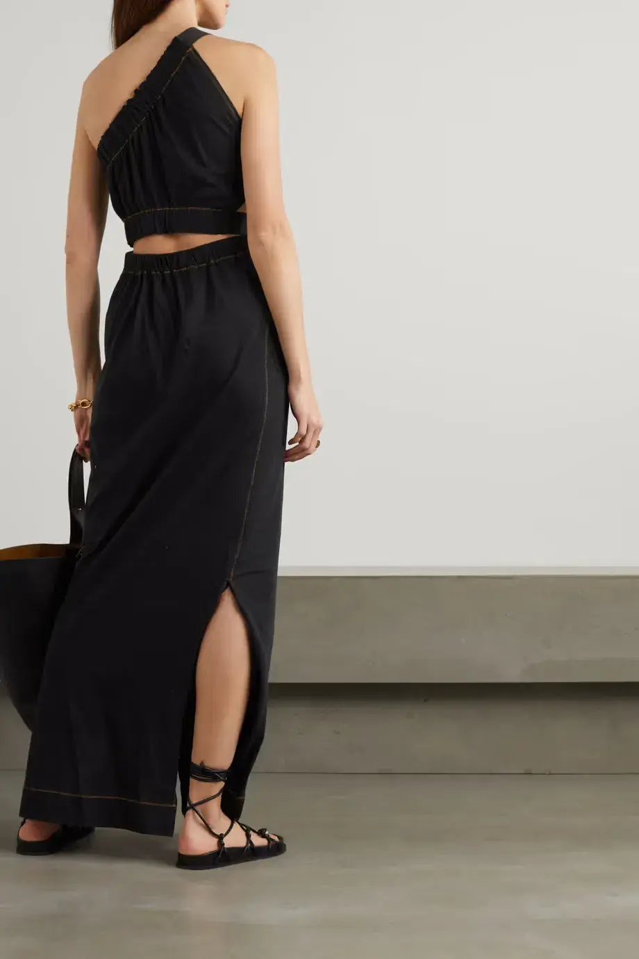 Bassike One Shoulder Cut Out Midi Dress Black Size 3/AU 12 photo 2