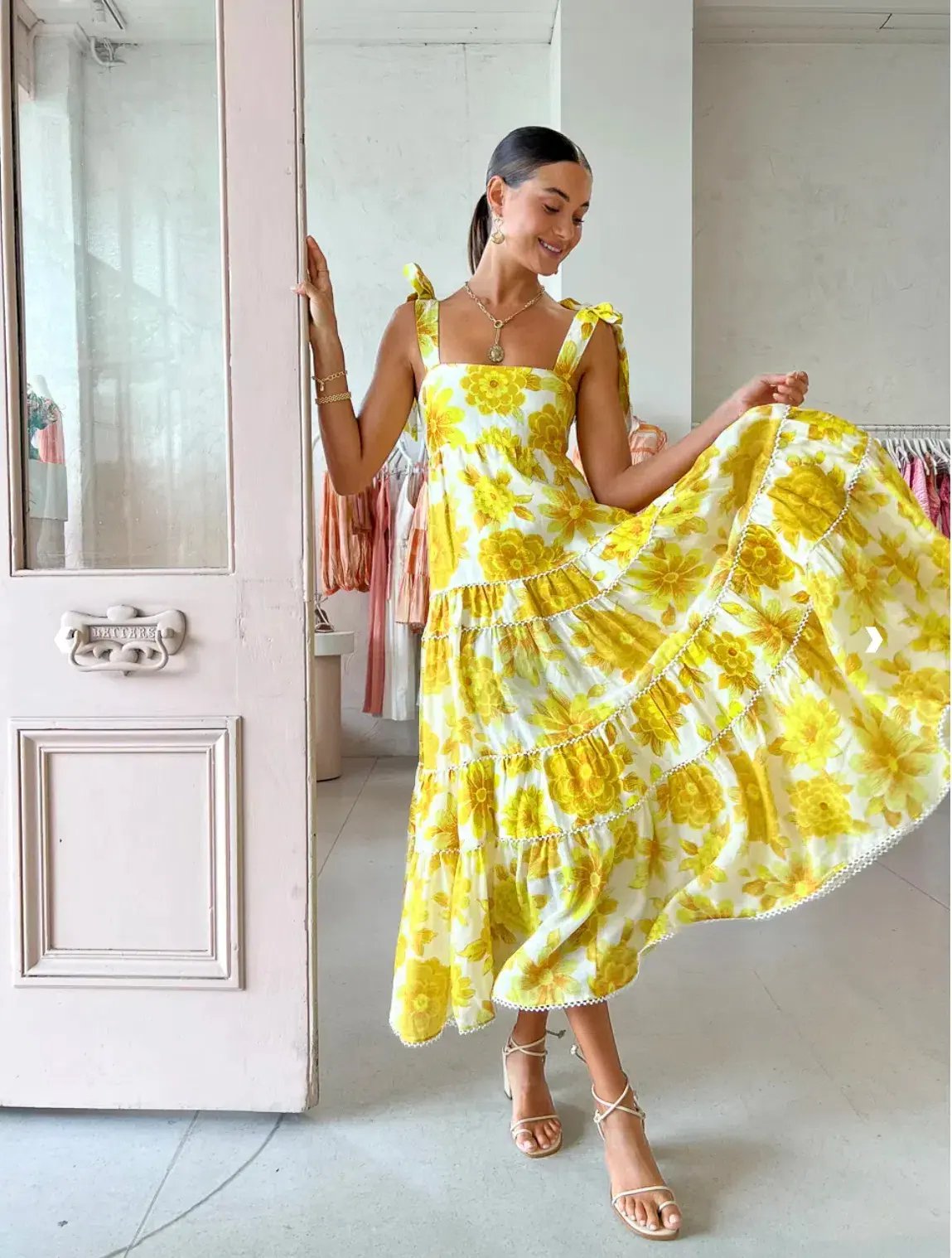 Alemais Sonny Midi Dress in Lemon Floral Size XS / AU 6 photo 4