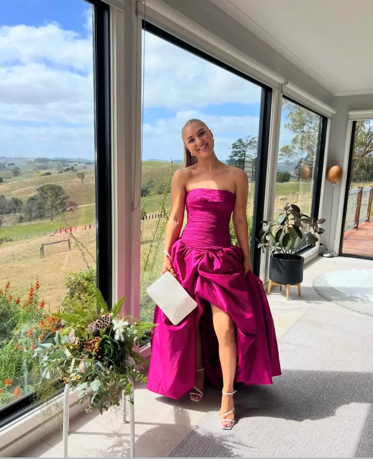 Aje Violette Bubble Hem Maxi Dress Deep Magenta Size AU 10 photo 5