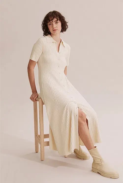 Country Road Button Through Knit Midi Dress Cream Size XXS / Au 4 photo 4