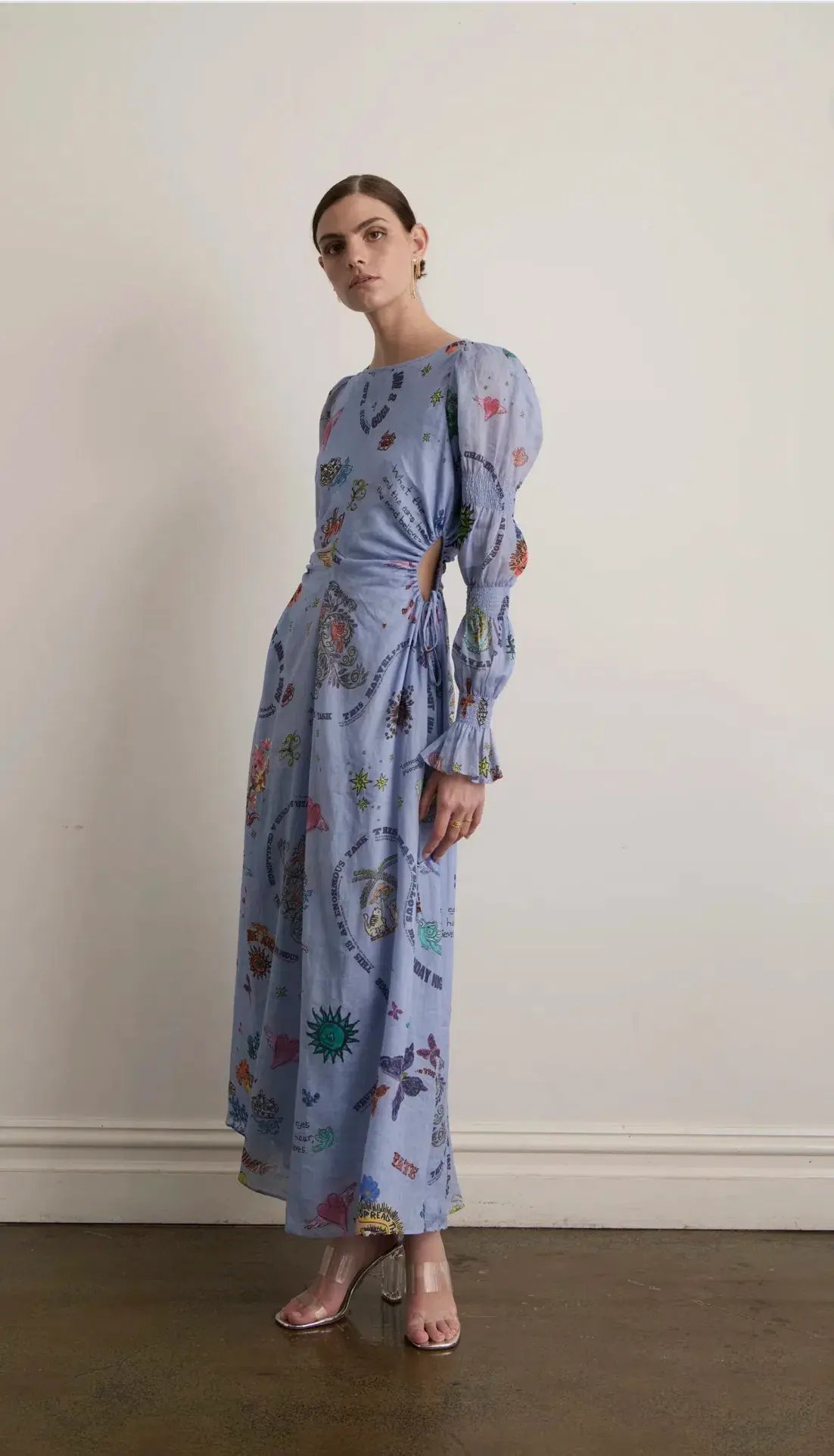 Kate Ford Caracus Cut Out Gown Multi Print Size 10 photo 3