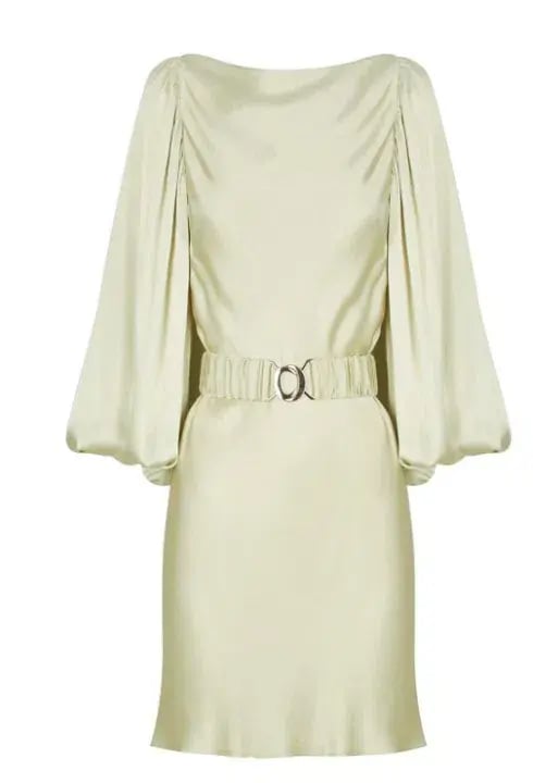 Shona Joy Giselle Balloon Sleeve Mini Dress with Belt Green Size 10 photo 5