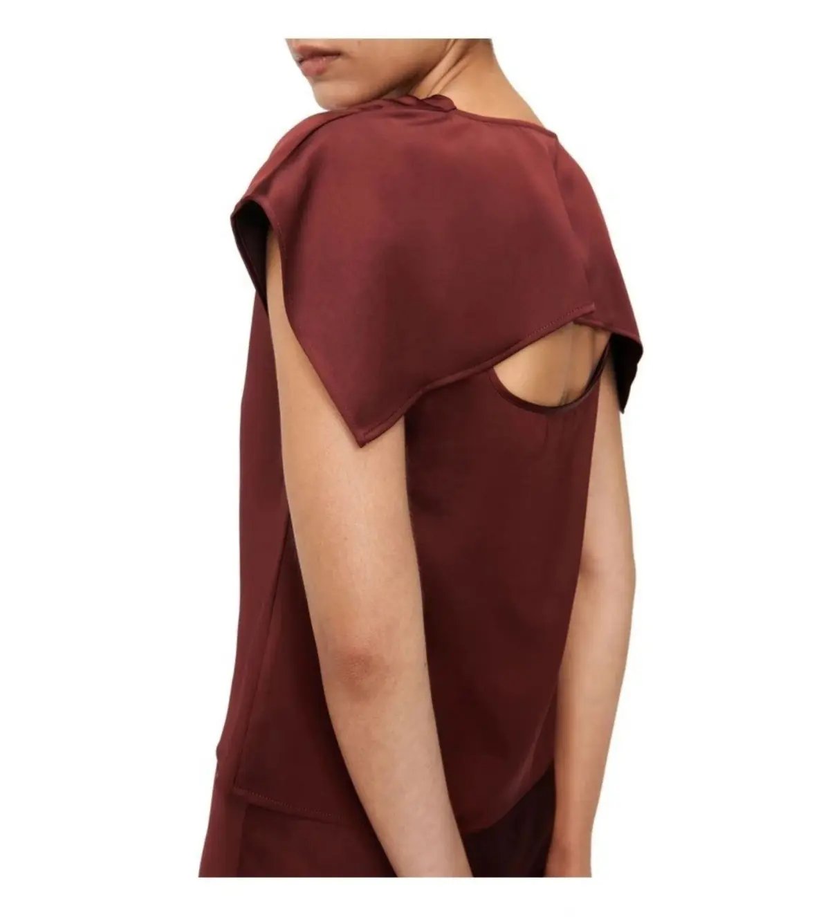 Veronika Maine Lustred Satin Cowl Top in Red Size AU 14 photo 3