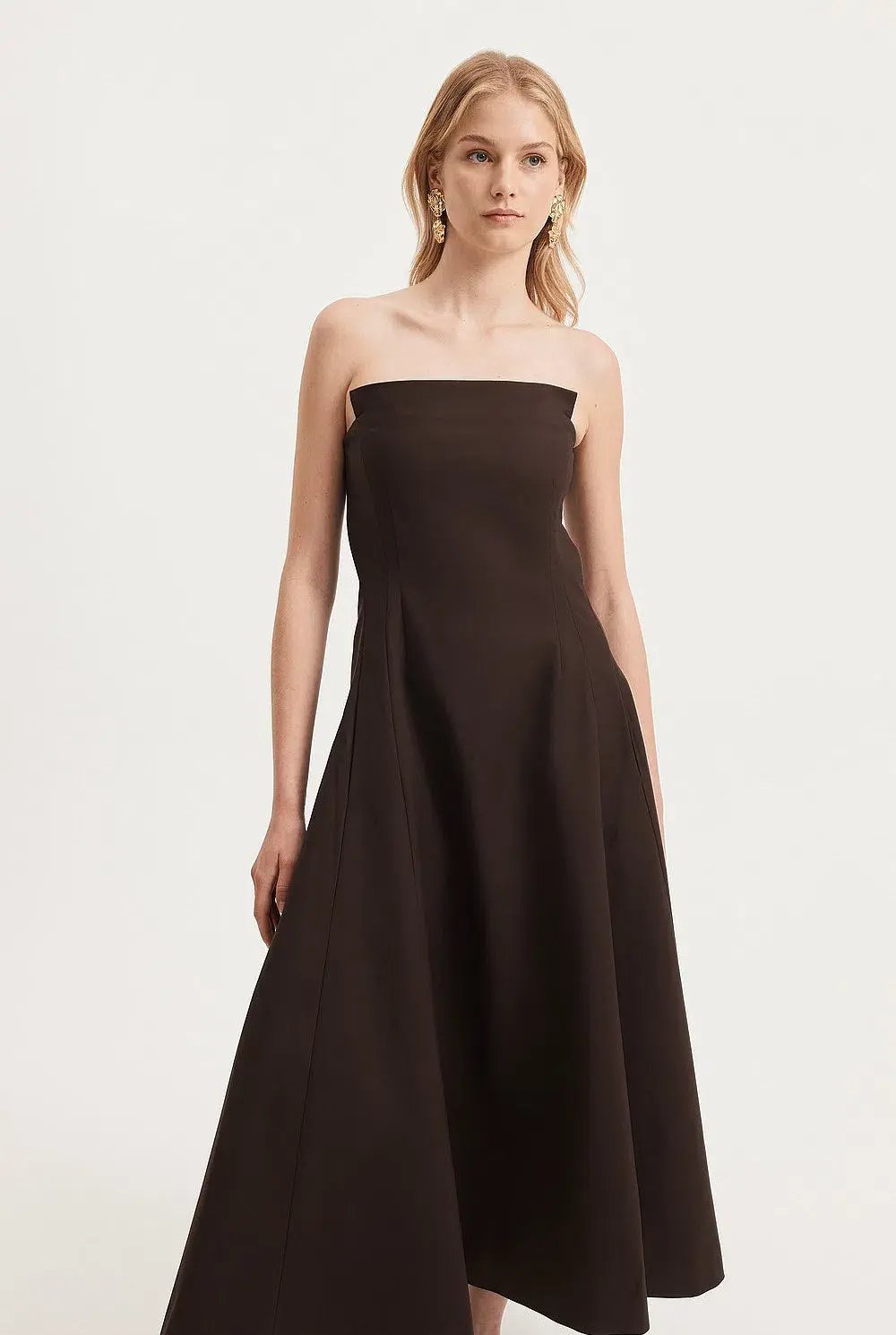 Country Road Strapless Fit and Flare Midi Dress Brown Size 10 photo 4