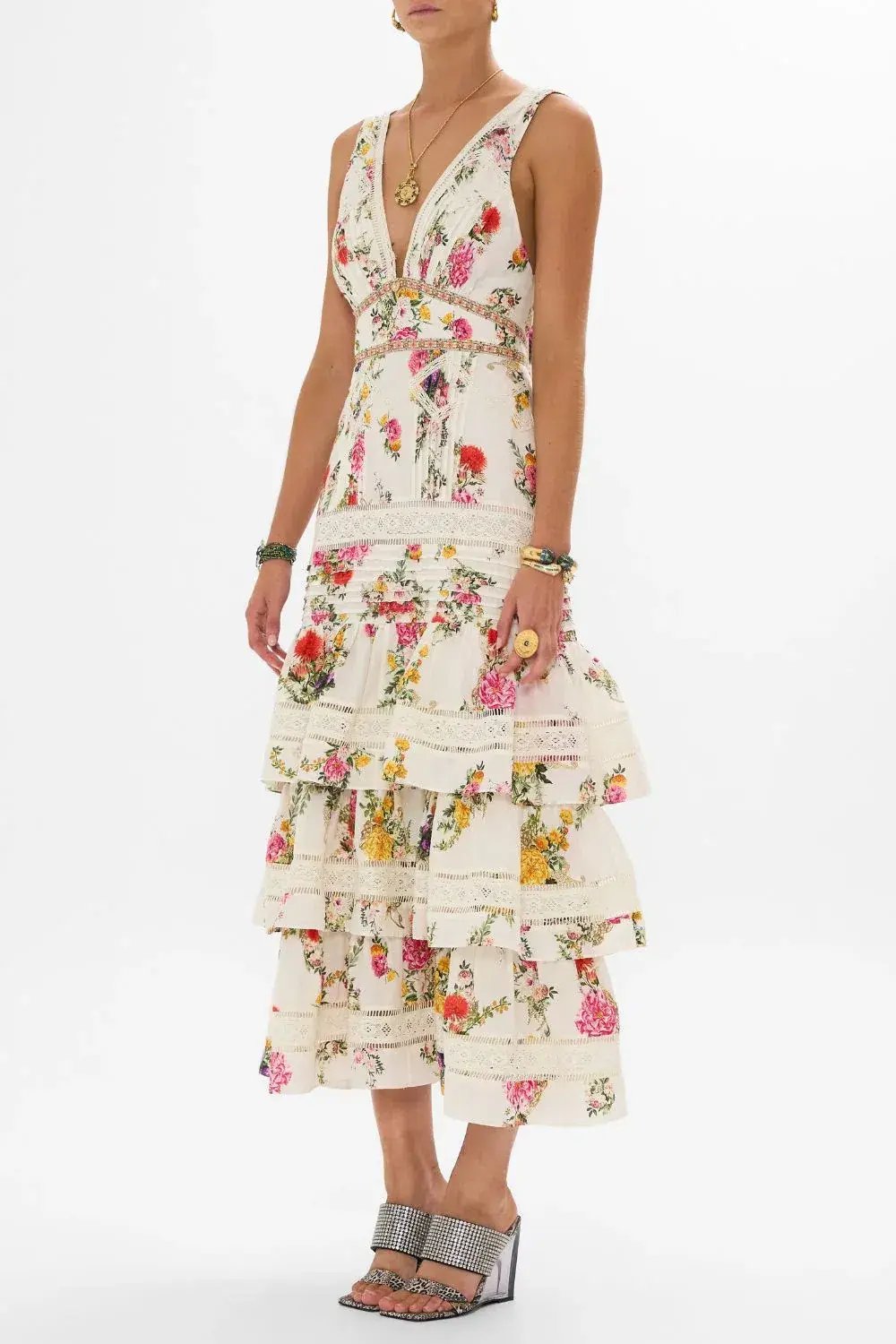 Camilla Tiered Ruffle Hem Dress Egyptian Rose (M/AU 12) photo 4