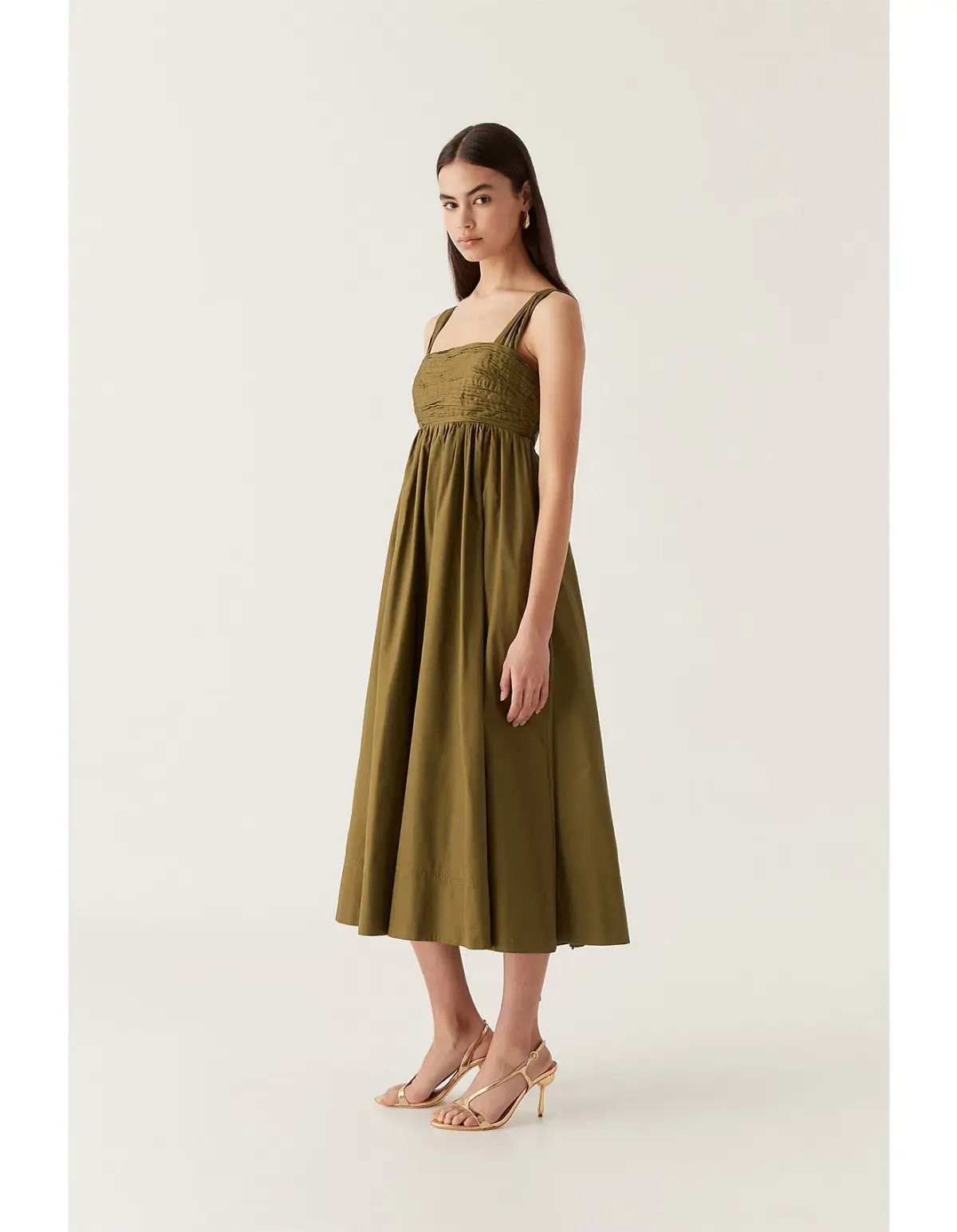 Aje Nova Tie Back Midi Dress Green Size 10 photo 2