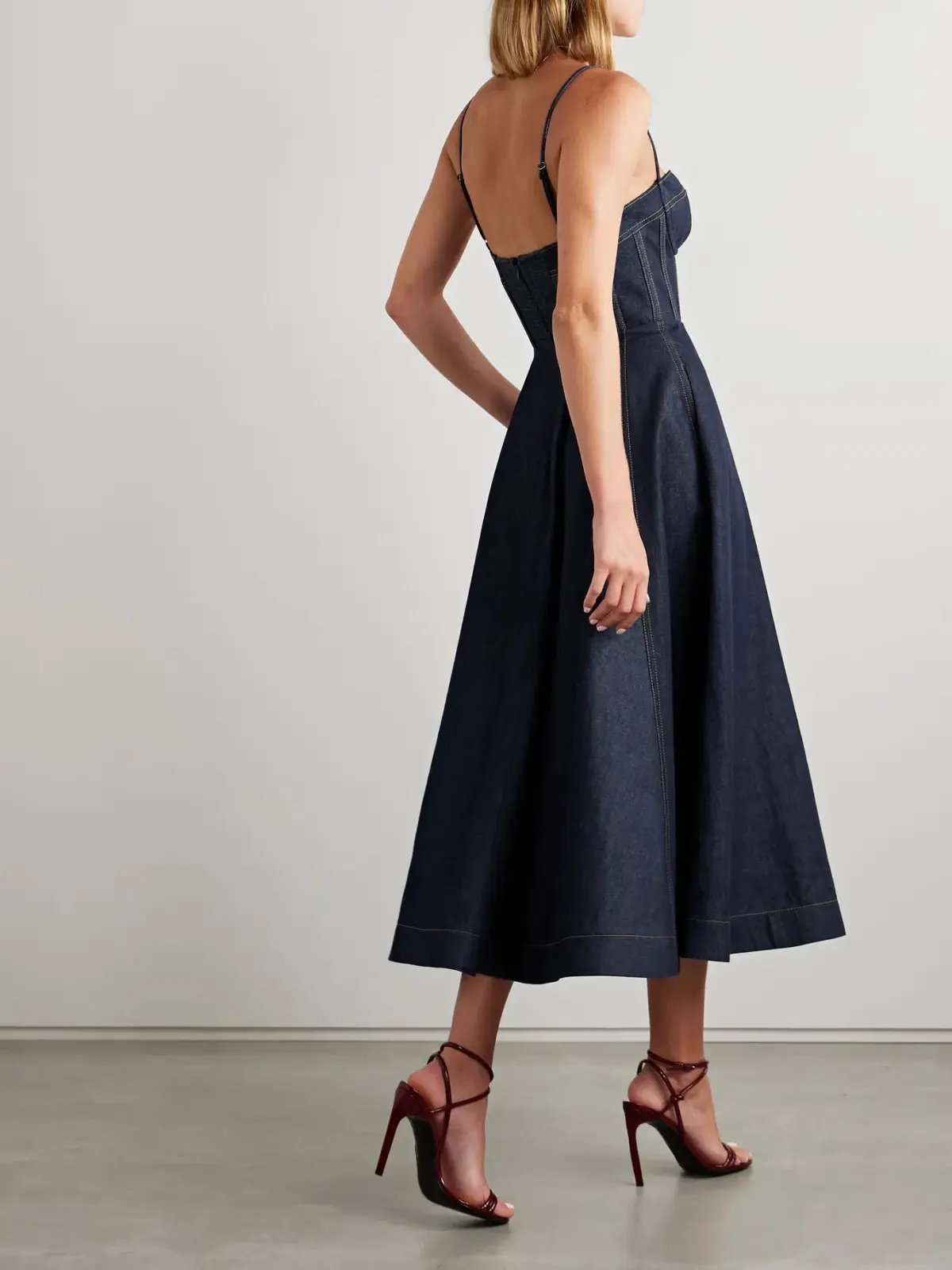 Zimmermann Crush Denim Bustier Midi Dress Navy Size 0P/Au 6 photo 2