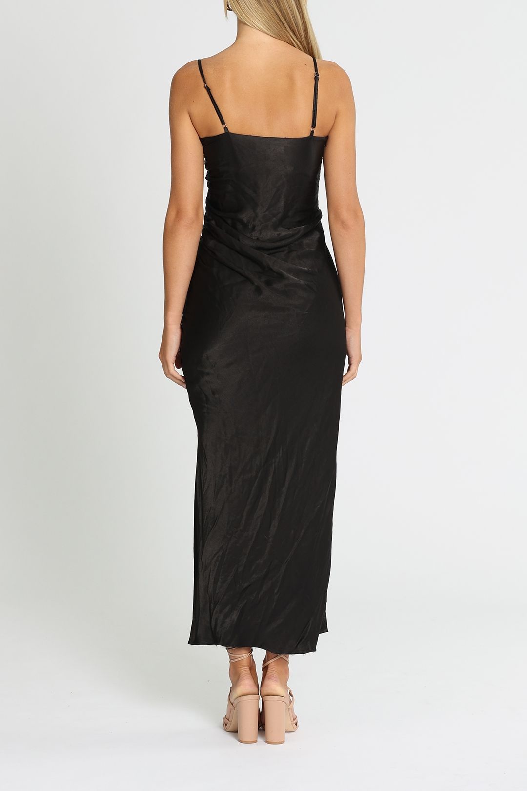 Thalia Ruched Midi Dress - Black photo 3