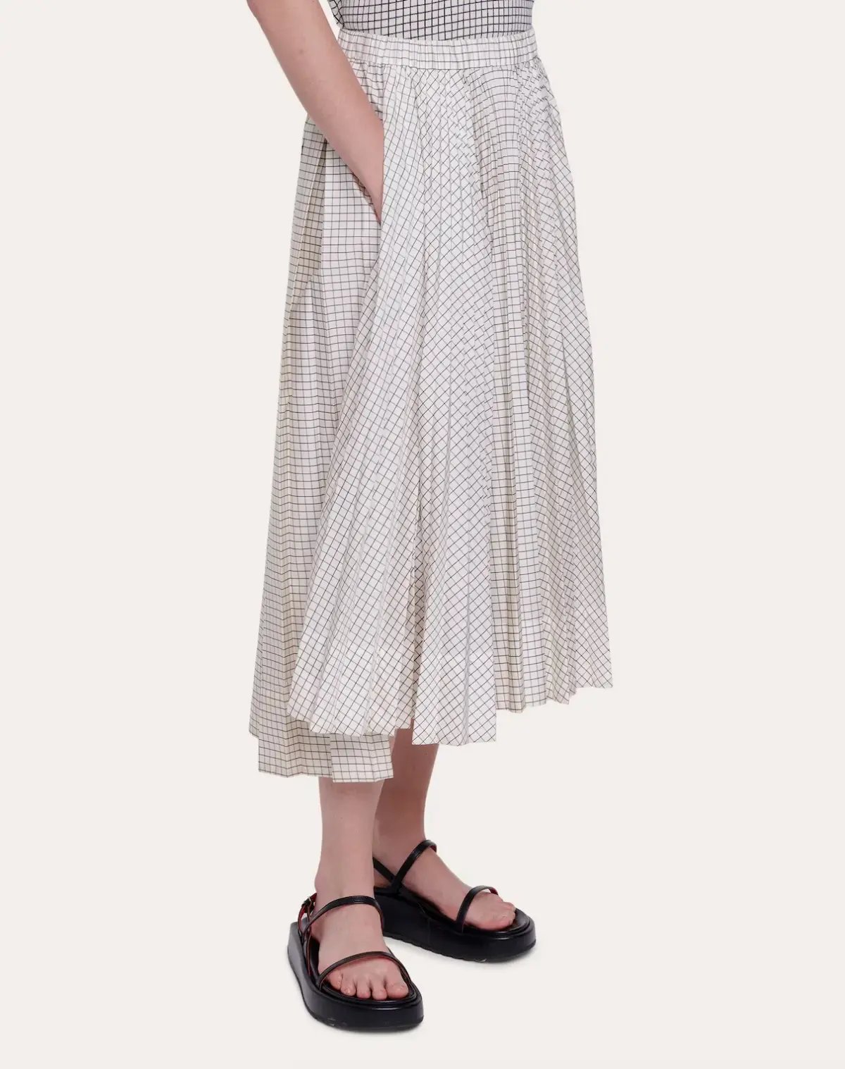 Plan C Pleated Skirt in Cream Print Size FR 42 / AU 14 photo 3