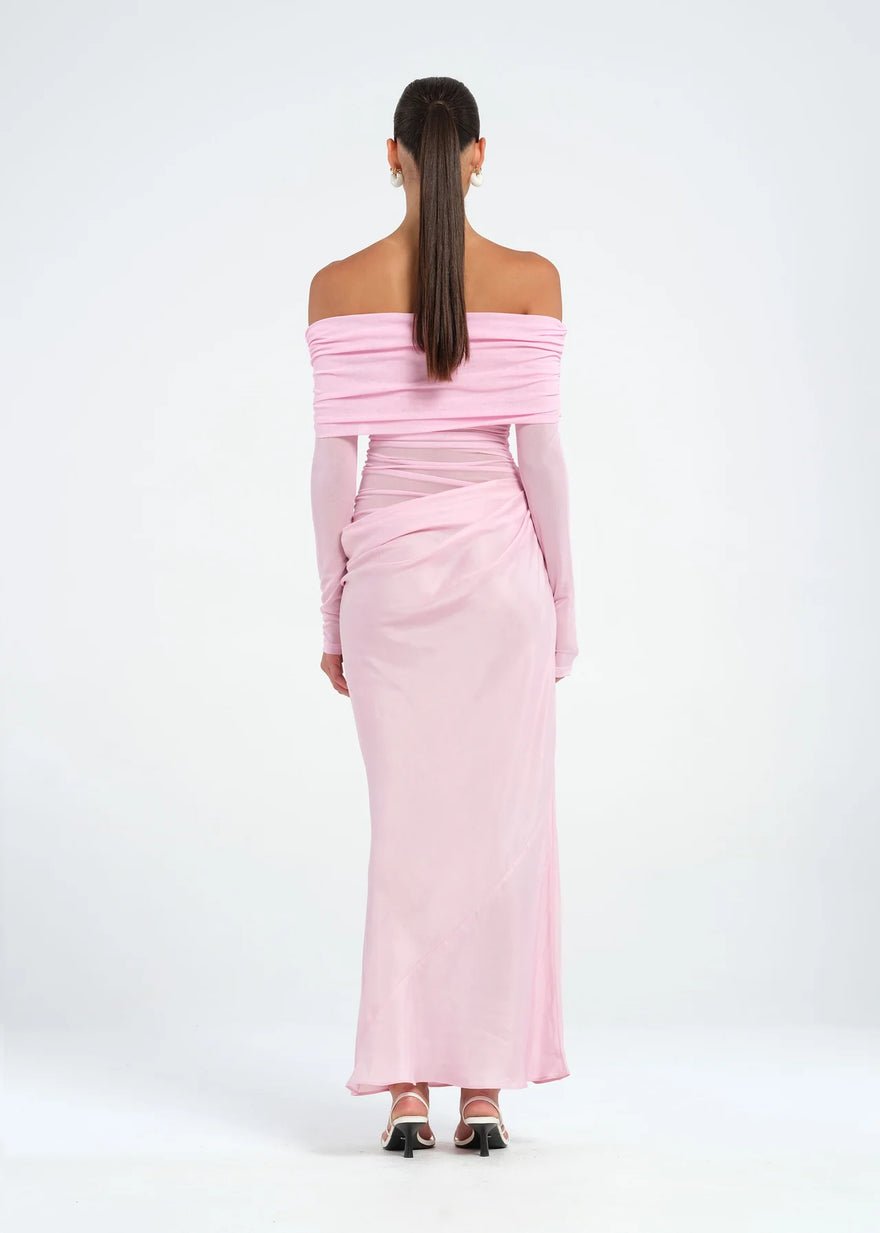 Benni Yasmin Off Shoulder Maxi Dress Baby Pink photo 3