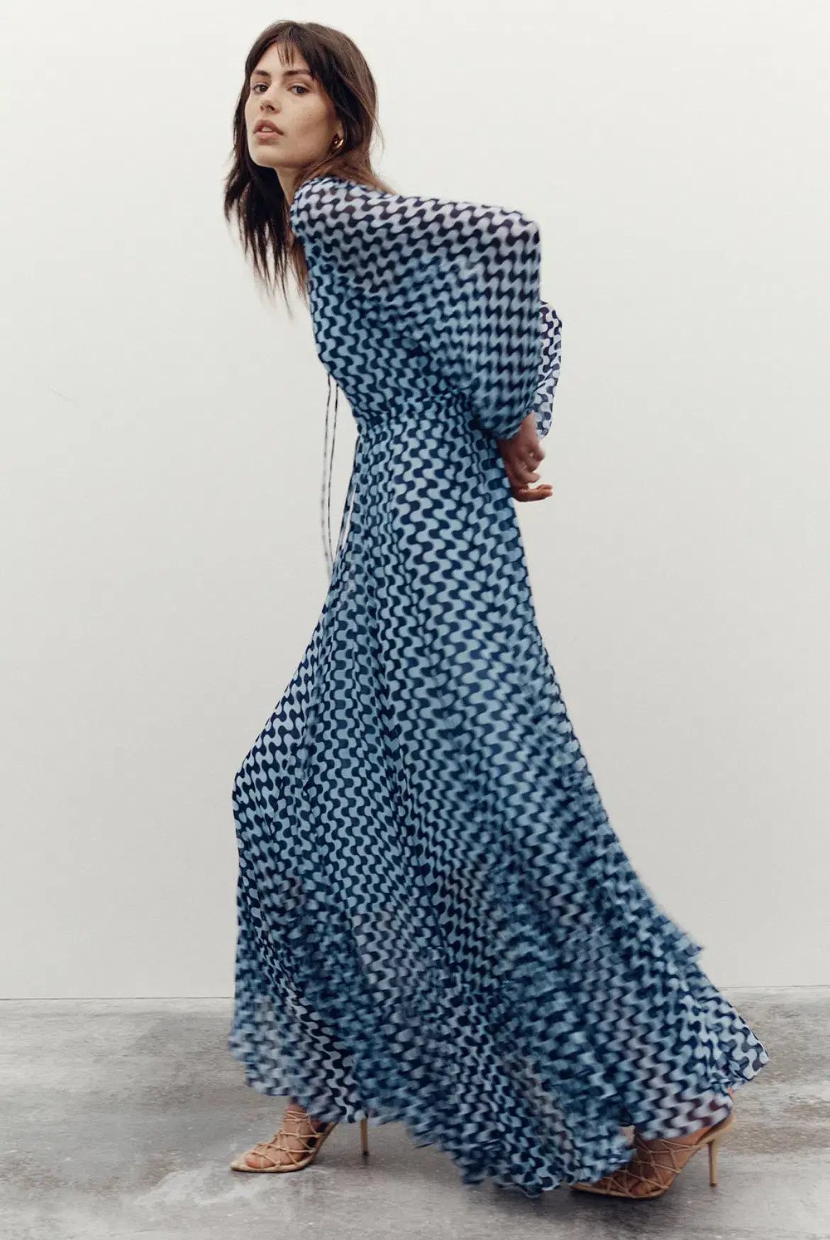 Shona Joy Elina Lace Front Drawstring Maxi Dress Print Size 12 photo 4