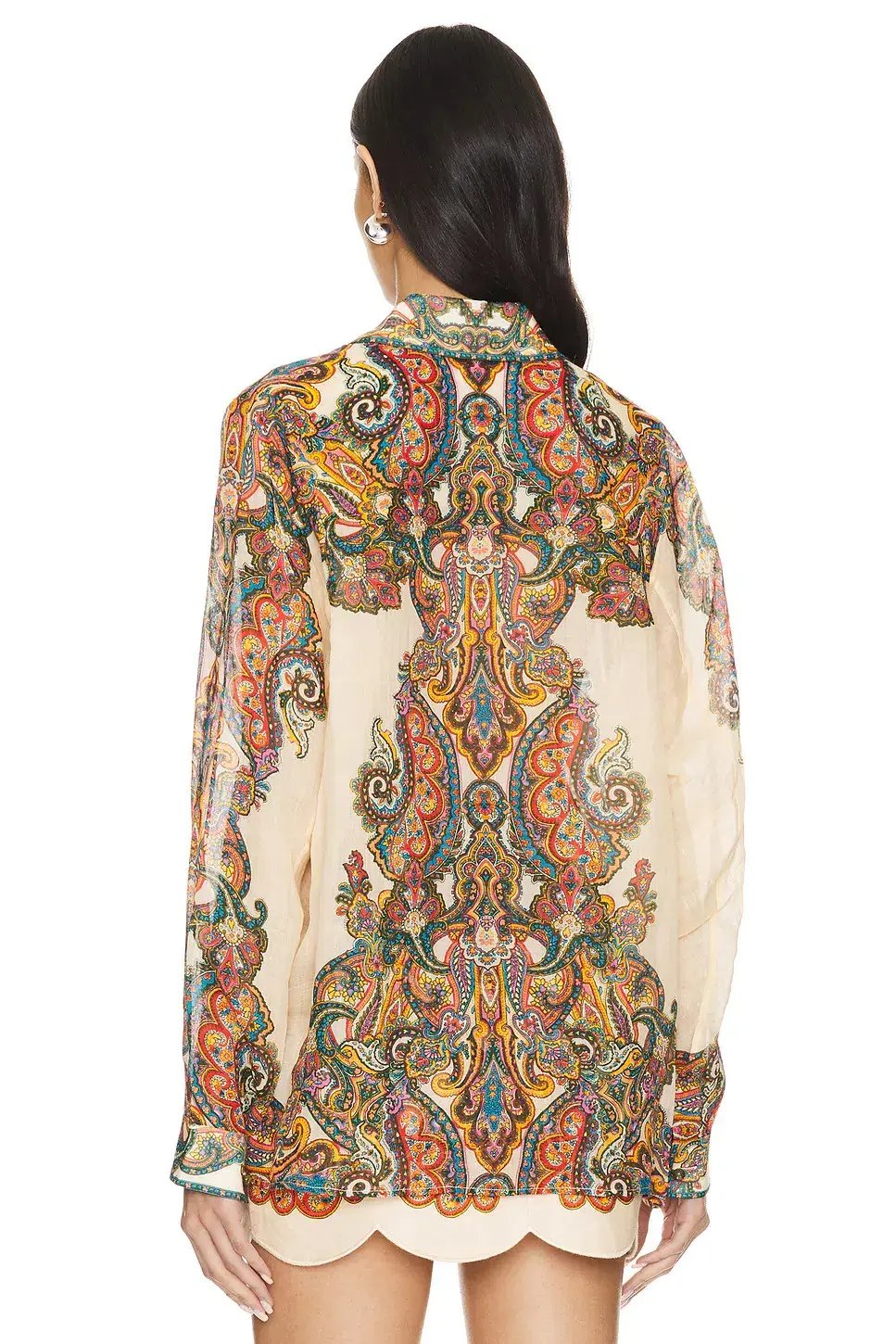 Zimmermann Ottie Oversized Shirt and Scallop Mini Skirt Set Multi Paisley Size 1 / AU 10 photo 3