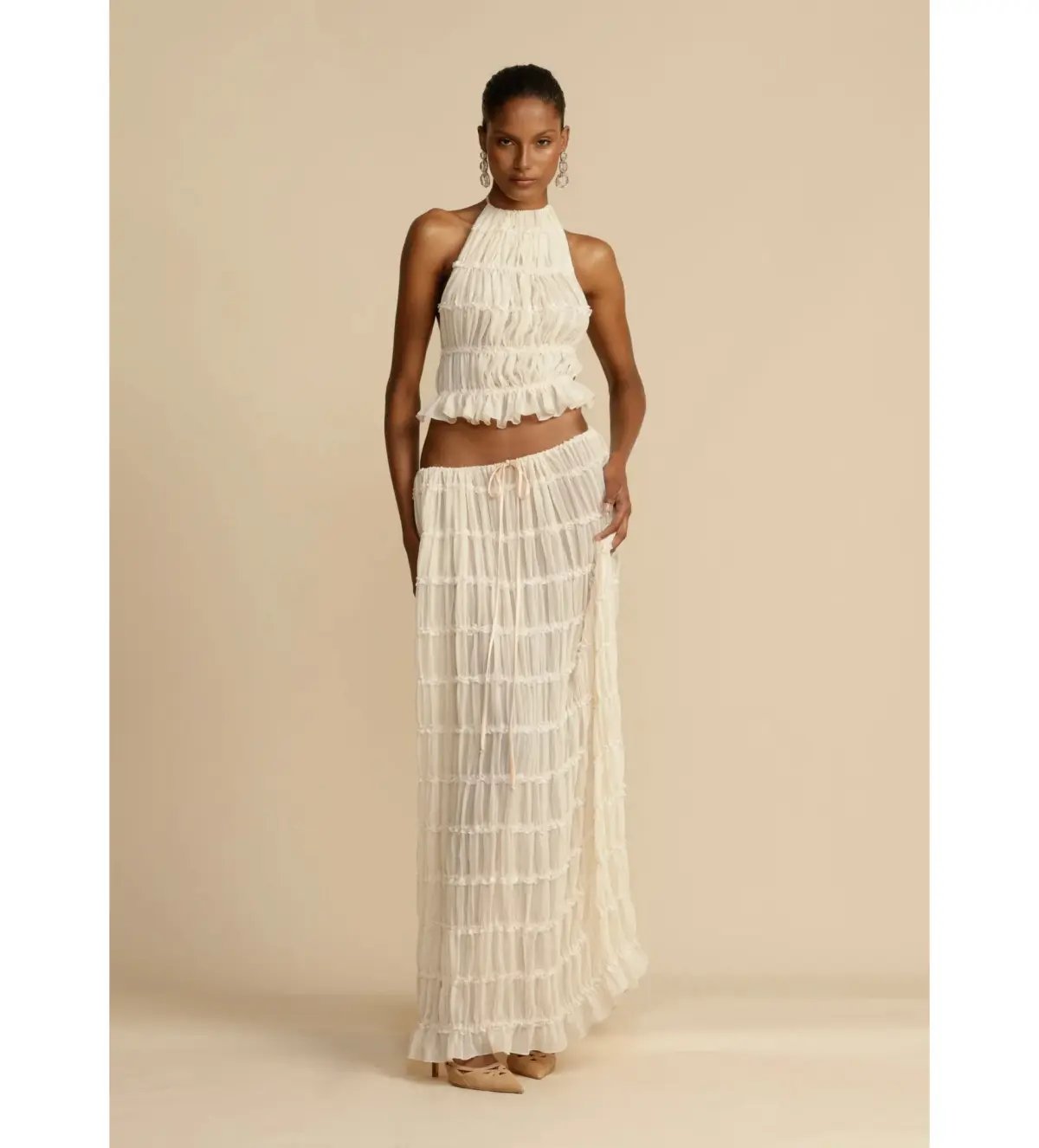 Arcina Ori Juliette Halter and Skirt Set Cream Size Small / AU 8 photo 2