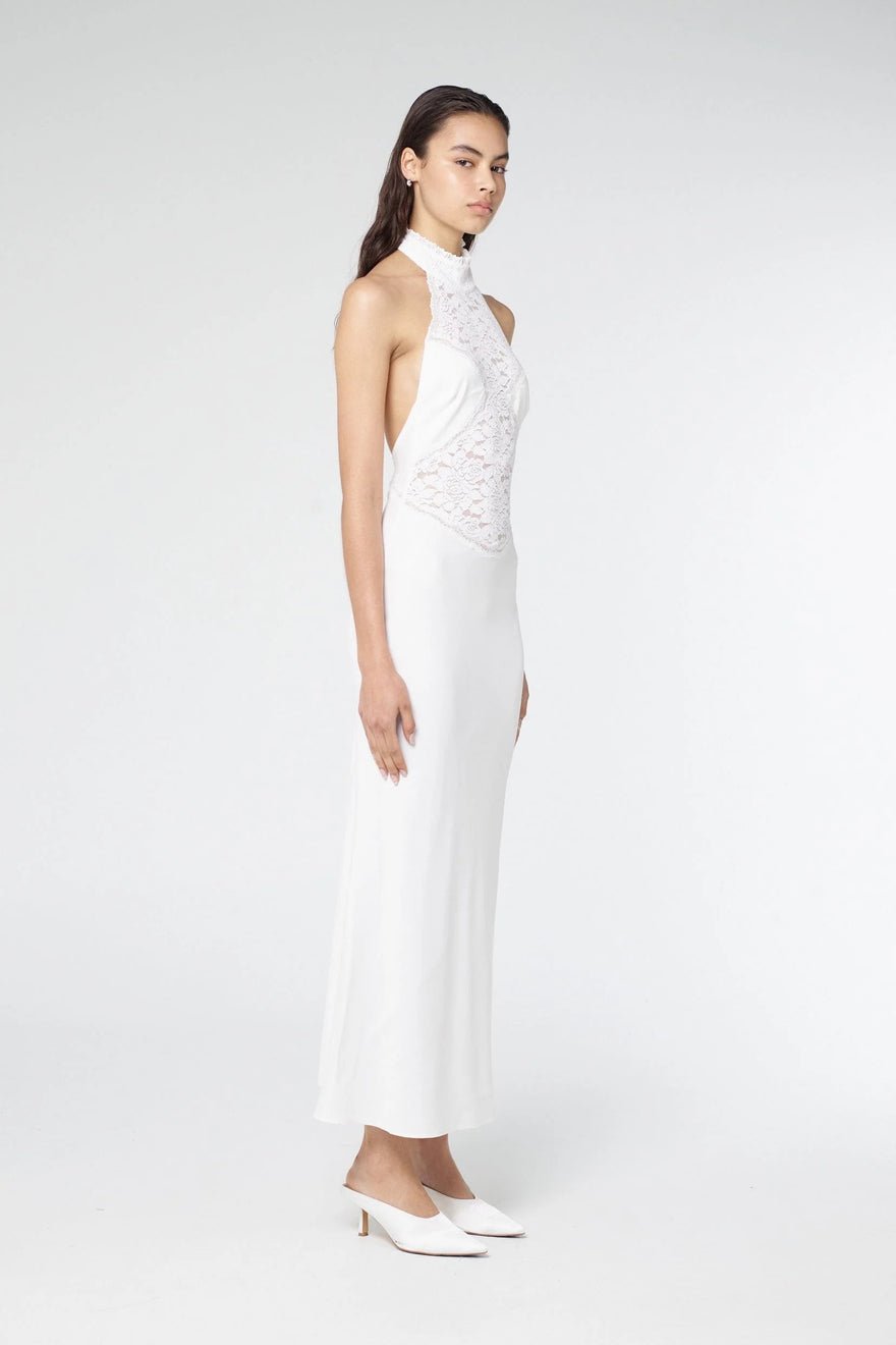 Third Form Serenade Lace Halter Maxi - Gardenia photo 3