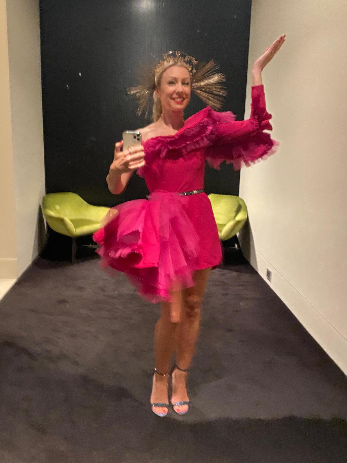 Steph Audino Couture Perth designer fuchsia pink cocktail dress school ball gown size 8-10 photo 2