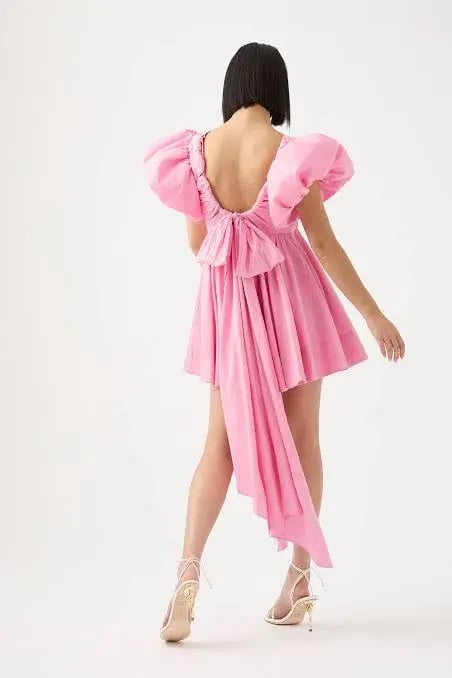 Aje Gretta Bow Back Mini Dress Ballet Pink Size AU 8 photo 3
