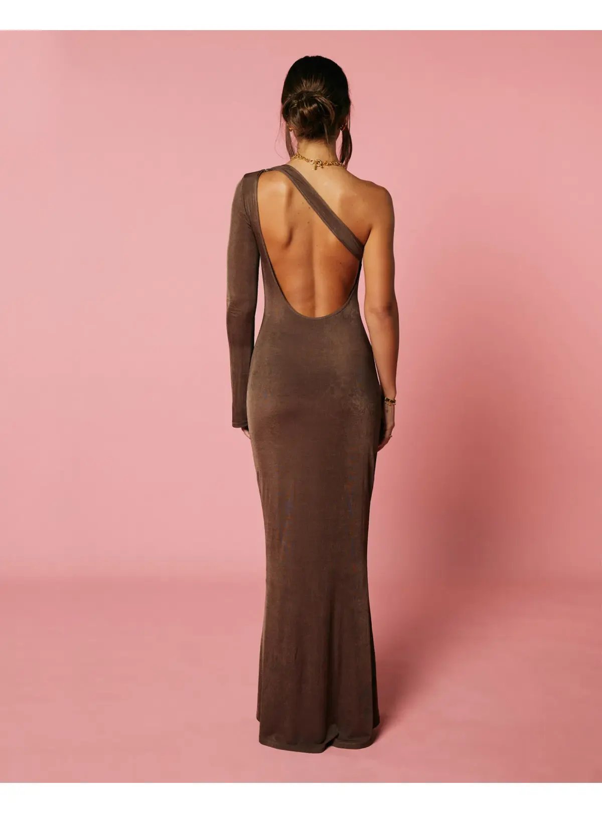 Isabelle Quinn Margot Asymmetrical Dress in Cocoa Size AU 10 photo 4