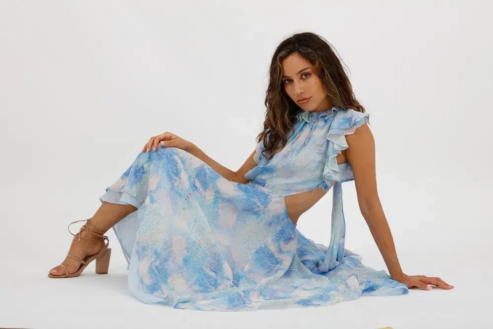 Leo Lin Oceana Open-back Gathered Printed Silk-chiffon Midi Dress In Blue Size AU 10 photo 4