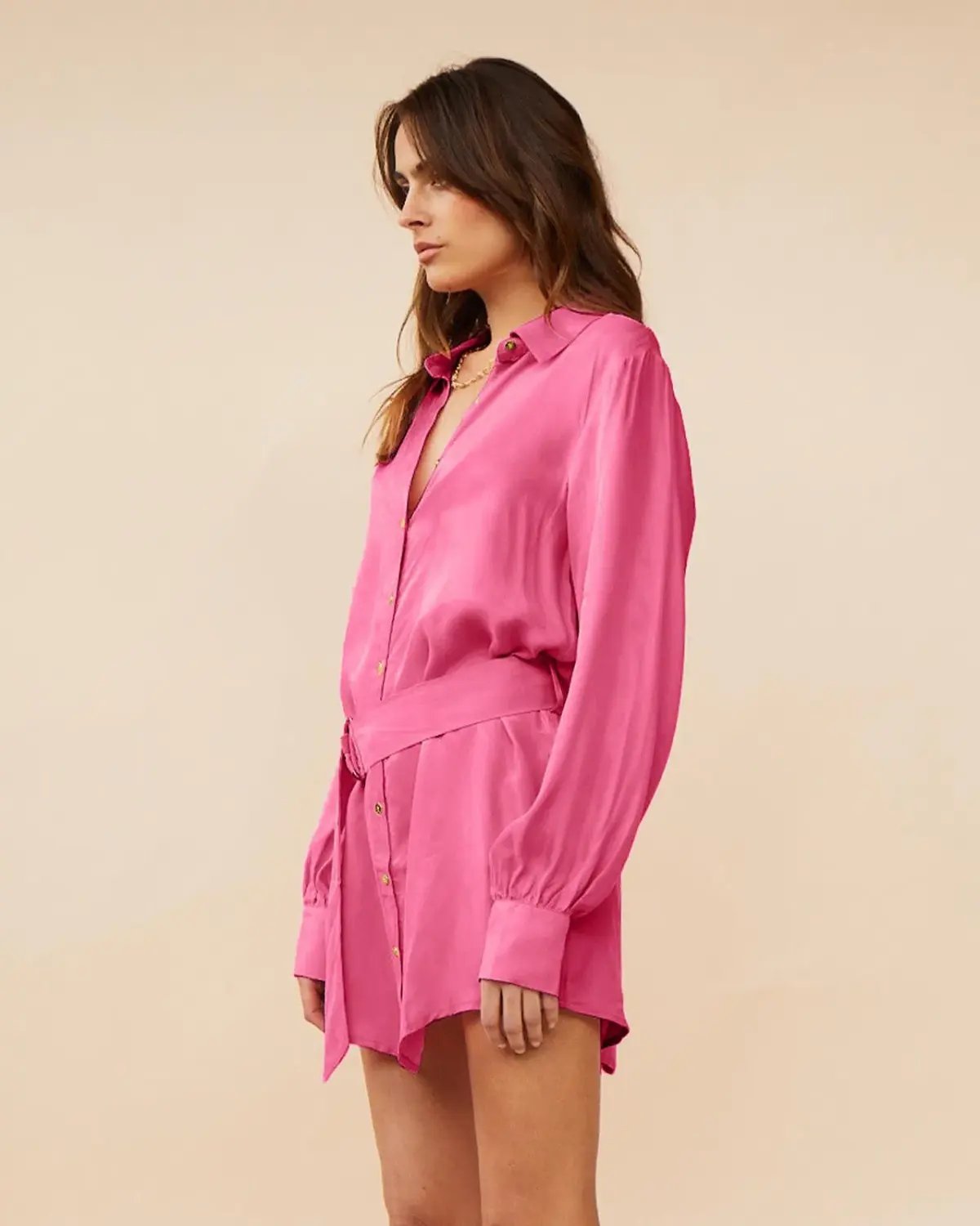 Suboo Georgia Mini Shirt Dress Pink Size M / AU 10 photo 3