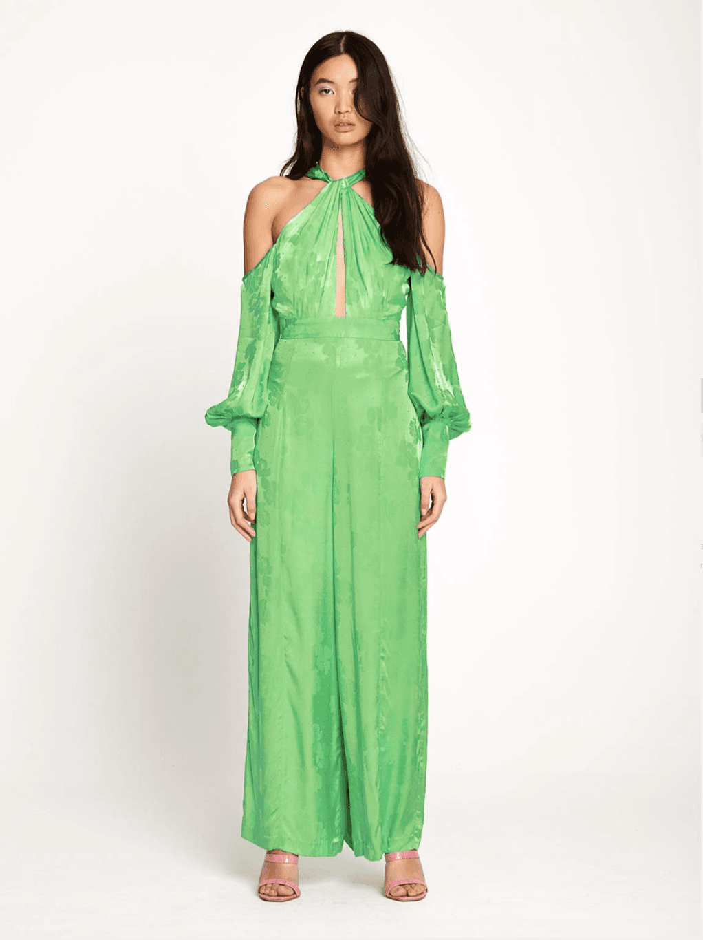 Alice McCall Green Apple Memory Lane Cold-shoulder Jumpsuit Size 4 photo 2