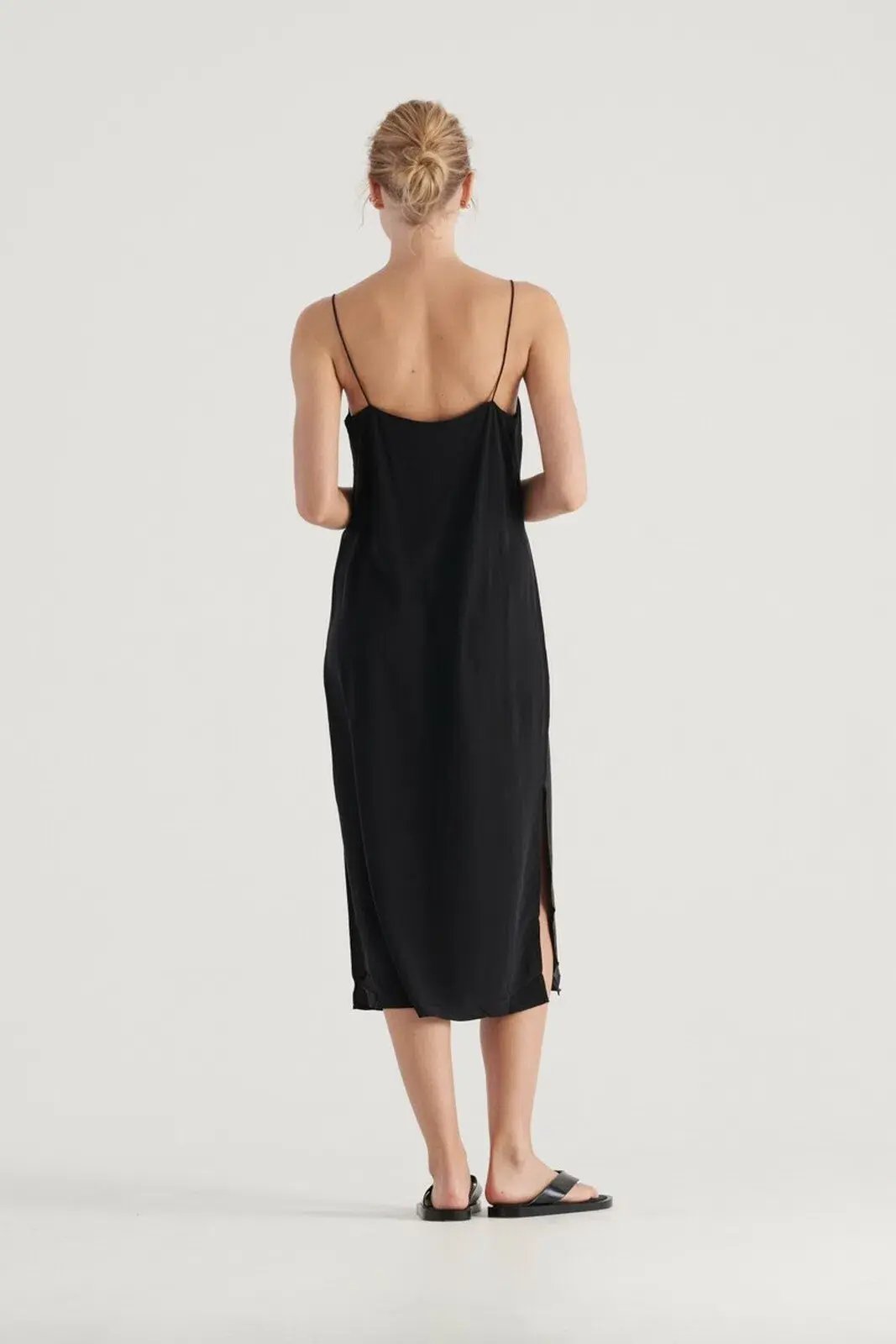 Elka Collective Suki Black Slip Silk Dress Black Size 10 photo 3