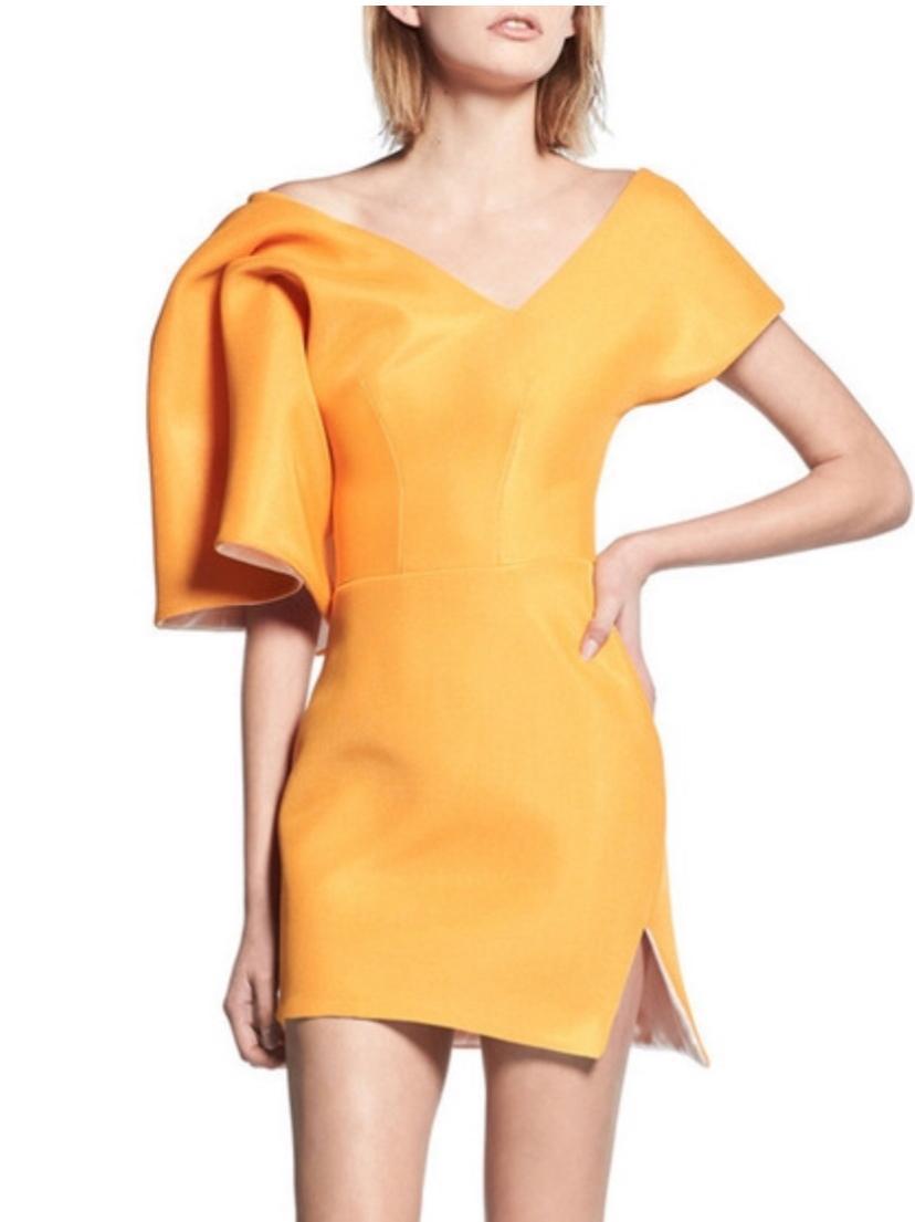 Toni Maticevski Peacock Cocktail Mini Dress Sunset Yellow Size 10 photo 2