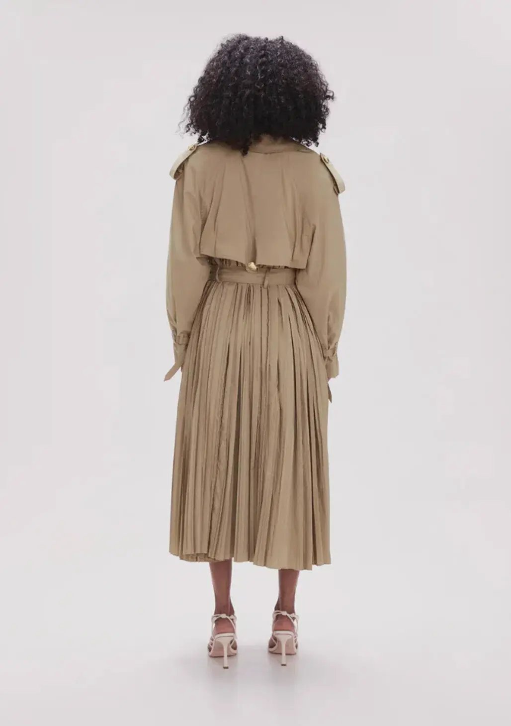 Aje Prima Pleat Trench Coat Desert Khaki Size 12 photo 3