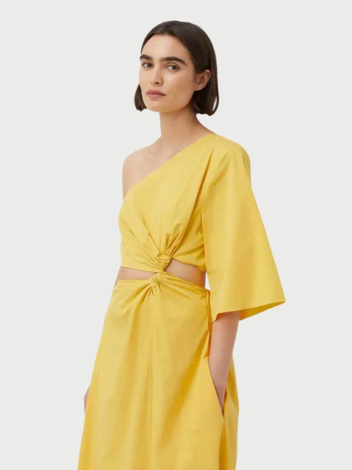 Camilla & Marc Wally One Shoulder Cut Out Maxi Dress in Yellow Size 10 photo 3