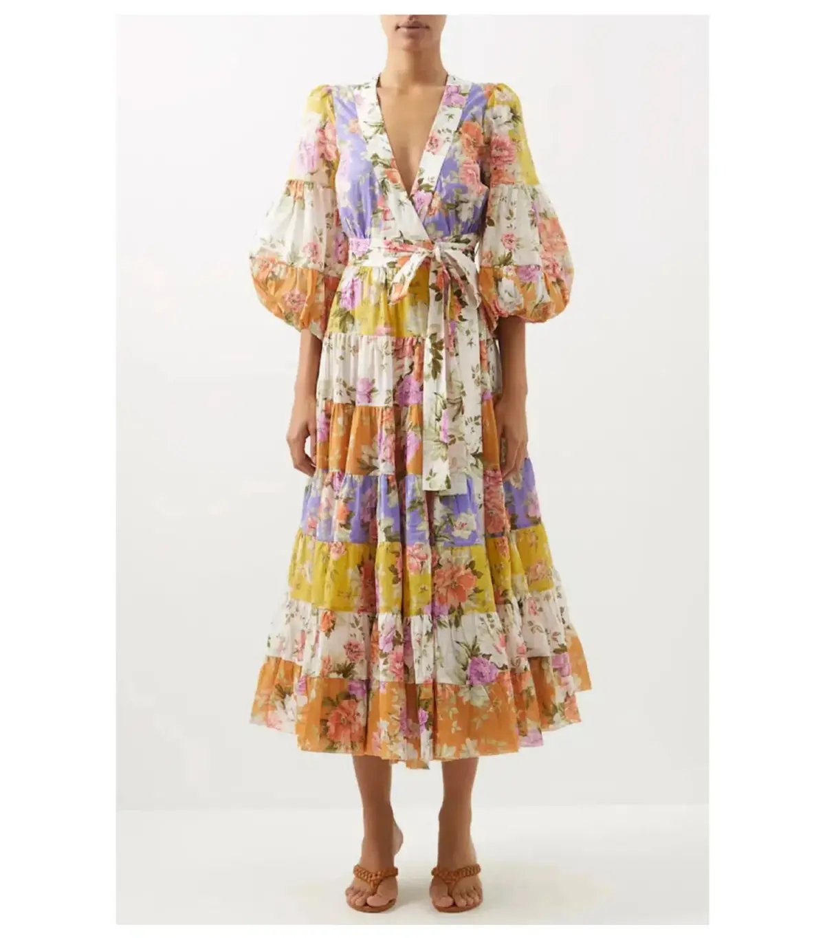Zimmermann Pattie Wrap Midi Dress In Spliced Size 1 / AU 10 photo 2