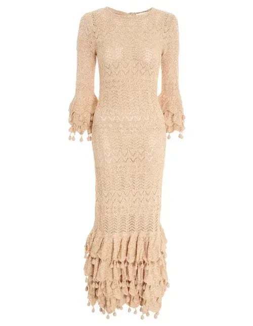 Zimmermann Wonderland Tiered Frill Dress Cream Marle Size 2/Au 12 photo 2