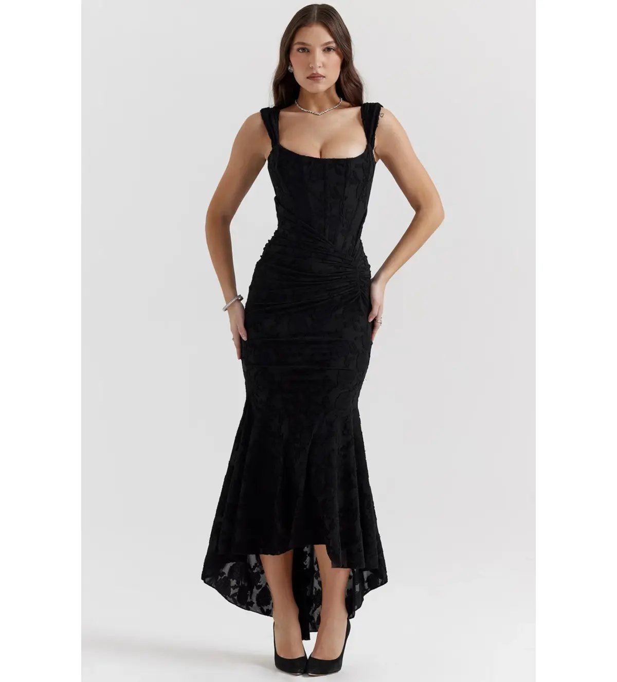House Of CB Cesca Maxi Dress Black Floral Size 14 photo 2